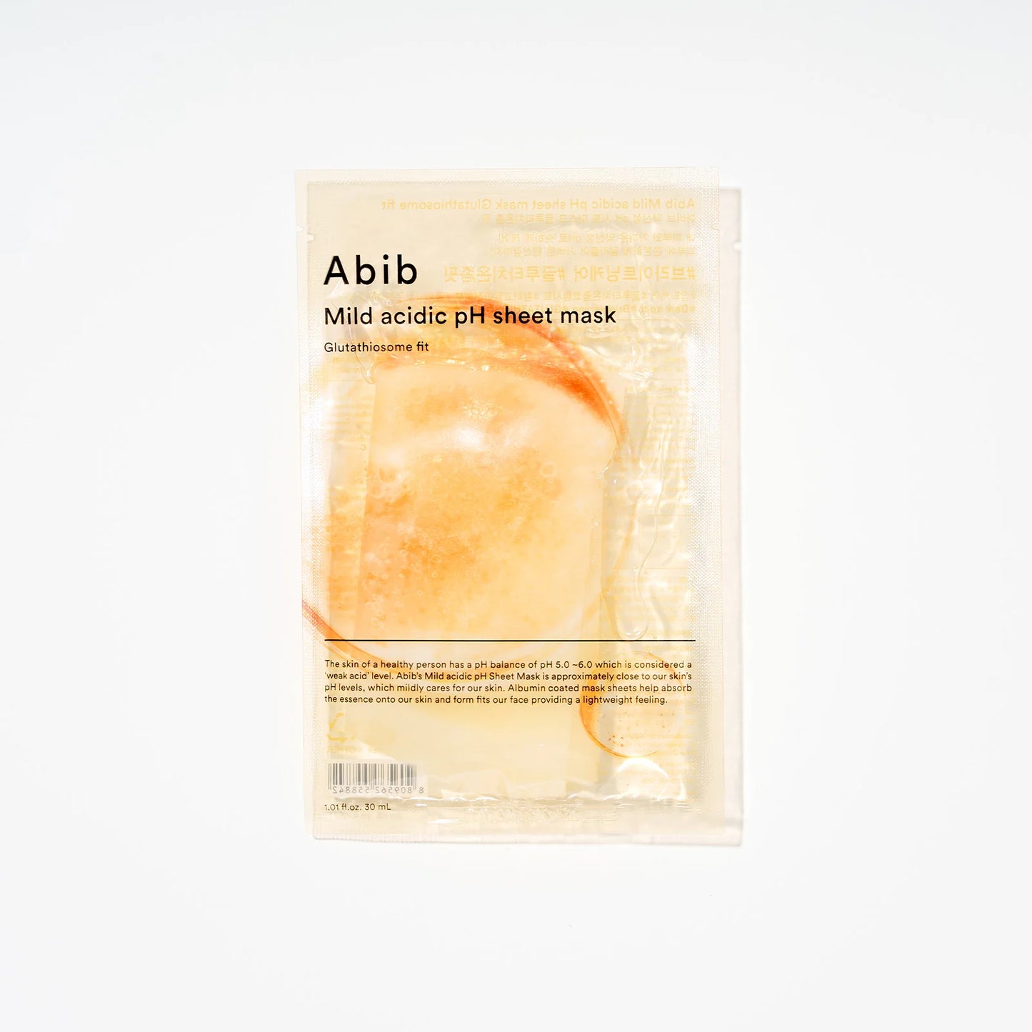 Masque en feuille ABIB à pH acide doux, compatible avec le glutathion