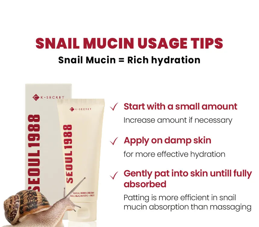 KSECRET - SEOUL 1988 Cream : Snail Mucin 93% + Rice 100ml