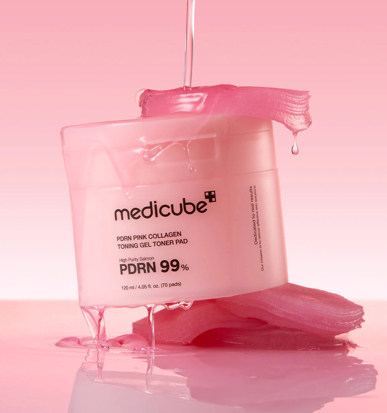 Disques toniques au gel et collagène rose PDRN (70 unités) 120 ml