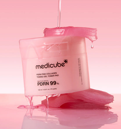 Disques toniques au gel et collagène rose PDRN (70 unités) 120 ml